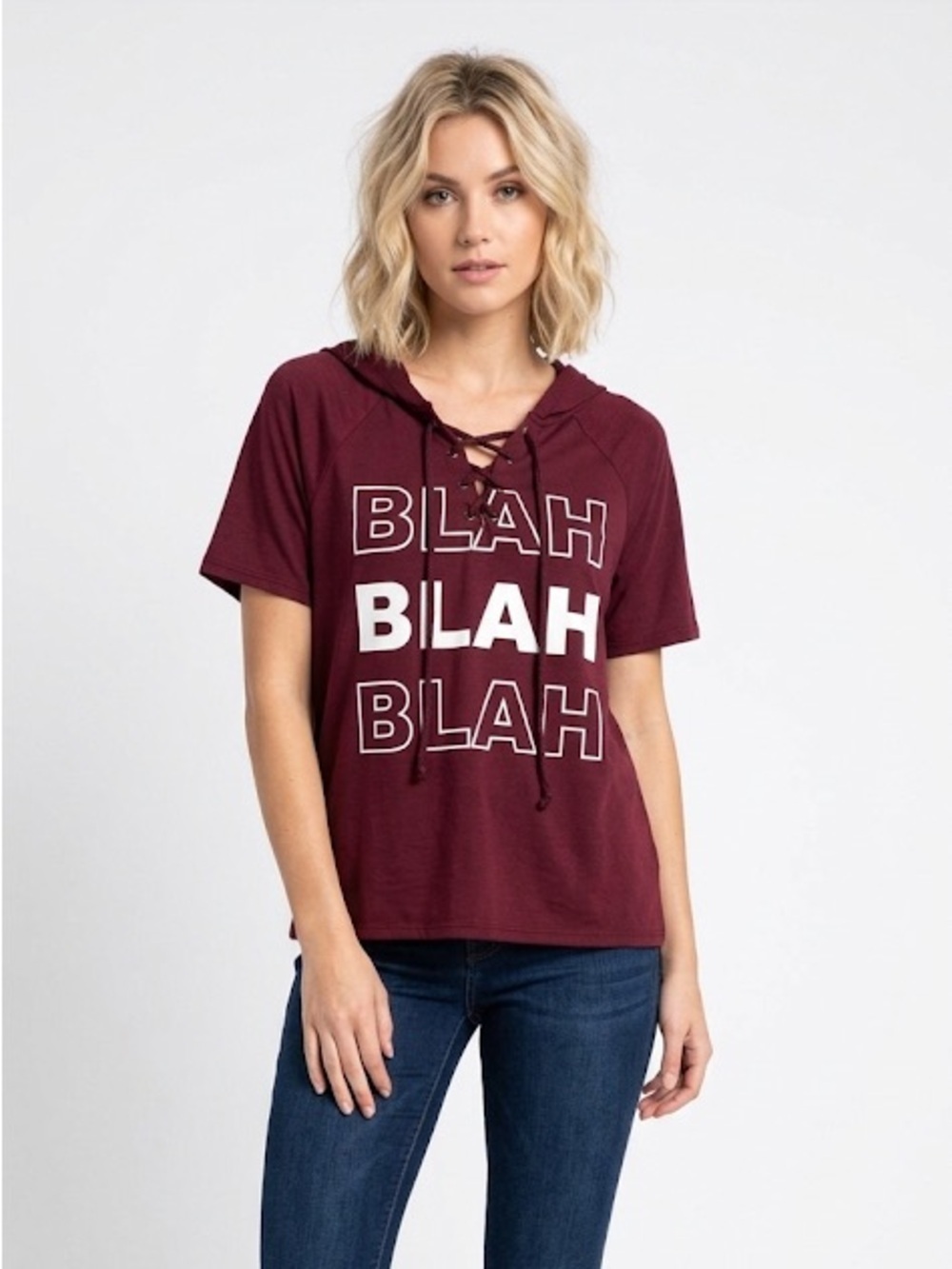 jerryleigh wine colored graphic blah blah blah top